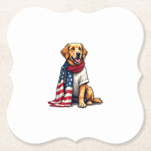 Posavasos De Papel Perro Amante Grabado Bandera Americana Retriever D
