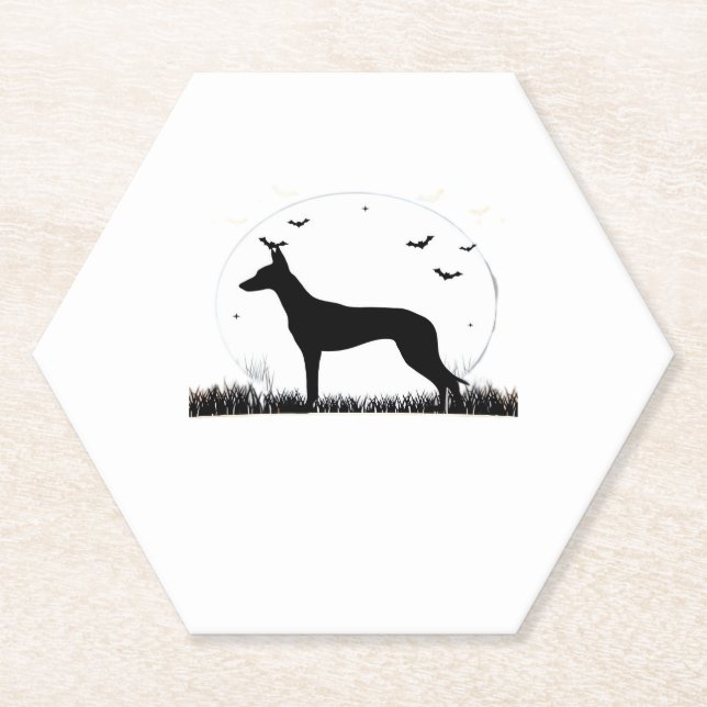 Posavasos De Papel Perro Azawakh - Halloween Moon Silhouette Classic  (Anverso)