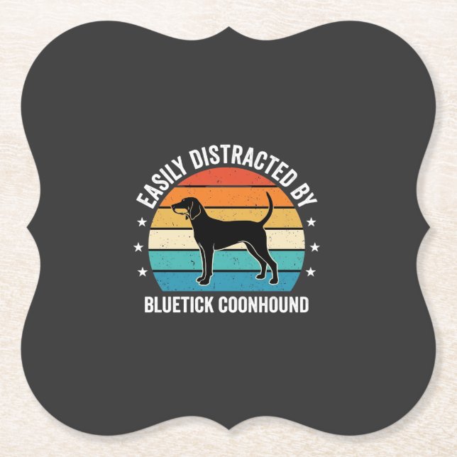 Posavasos De Papel Perro Bluetick Coonhound Atardecer Retro (Anverso)