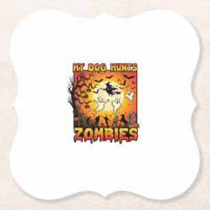 Posavasos De Papel Perro Caza Zombies Halloween Fantasmas Bruja Luna