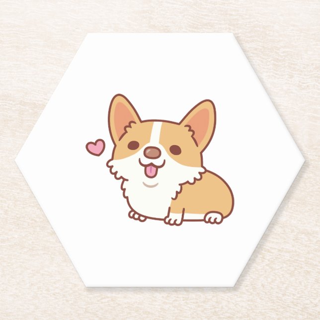 Posavasos De Papel Perro de Corgi sonriente (Anverso)