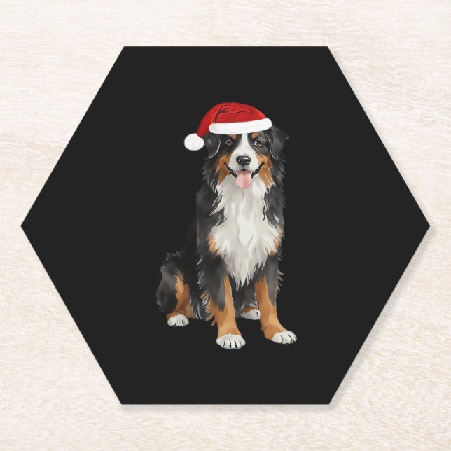 Posavasos De Papel Perro de Montaña de Berna Árbol de Navidad Perro A (Anverso)