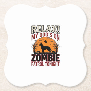 Posavasos De Papel Perro de patrulla zombie grabado vintage de Hallow