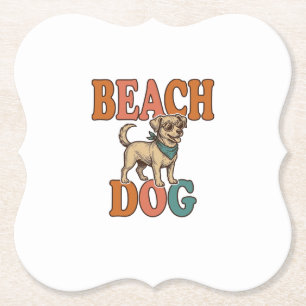 Posavasos De Papel Perro de Playa Grabado Vintage Diseño Gráfico_1