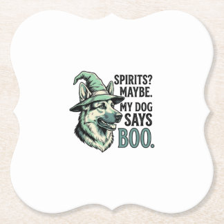 Posavasos De Papel Perro de sombrero de bruja grabado vintage humor d