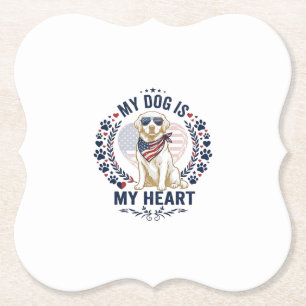 Posavasos De Papel Perro Es Corazón Bandera Americana Gafas de sol_1
