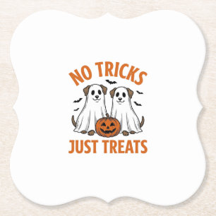 Posavasos De Papel Perro Fantasma Divertido Halloween Sin Trucos Solo