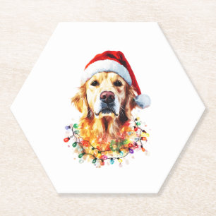 Posavasos De Papel Perro Golden Retriever divertido perro Navidad som