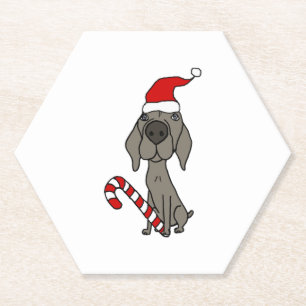 Posavasos De Papel Perro humorístico de Weimaraner en coche de Navida