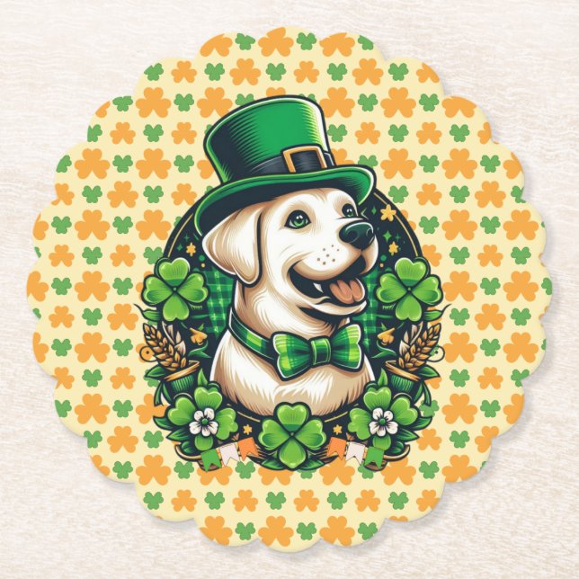 Posavasos De Papel Perro lindo del Día de San Patricio (Anverso)