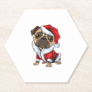 Posavasos De Papel Perro lindo en Navidades Gorra 1
