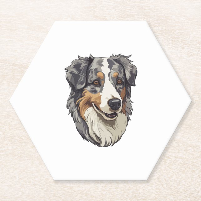 Posavasos De Papel Perro pastor australiano (Anverso)