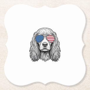 Posavasos De Papel Perro Patriótico con Gafas de Sol de Bandera Vinta