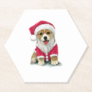 Posavasos De Papel Perro picante con traje de Santa Claus