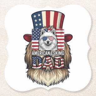 Posavasos De Papel Perro vintage patriótico de papá esquimal american