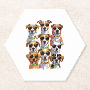 Posavasos De Papel Perros con gafas de sol Patas hidratadas