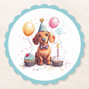 Posavasos De Papel Perros Dachshund de cumpleaños