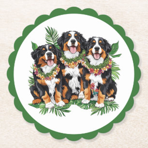 Posavasos De Papel Perros de montaña berneses hawaianos Lei de flores