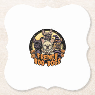 Posavasos De Papel Perros franceses Boo Halloween diseño de Bulldog f