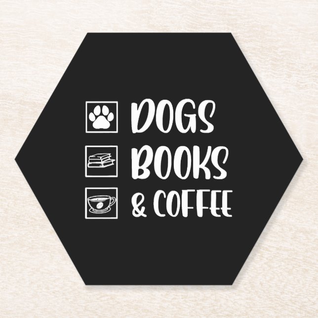 Posavasos De Papel Perros Libros Café Perro divertido (Anverso)