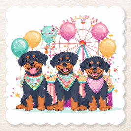 Posavasos De Papel Perros Rottweiler En Un Carnaval
