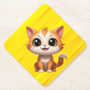 Posavasos De Papel Personaje de estilo de dibujos animados de gato na