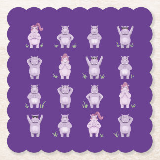 Posavasos De Papel Personajes de hipopótamos caprichosos – hipopótamo