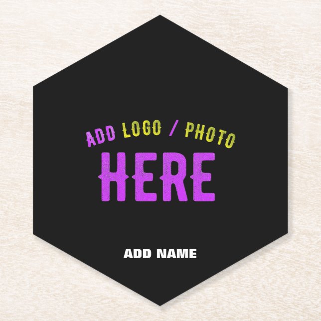 POSAVASOS DE PAPEL PERSONALIZABLE MODERNO ESTILO NEGRO VERIFICADO MAR (Anverso)