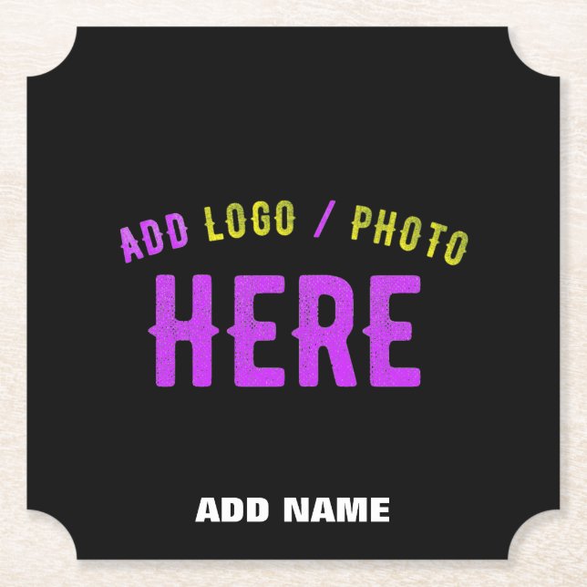 POSAVASOS DE PAPEL PERSONALIZABLE MODERNO ESTILO NEGRO VERIFICADO MAR (Anverso)