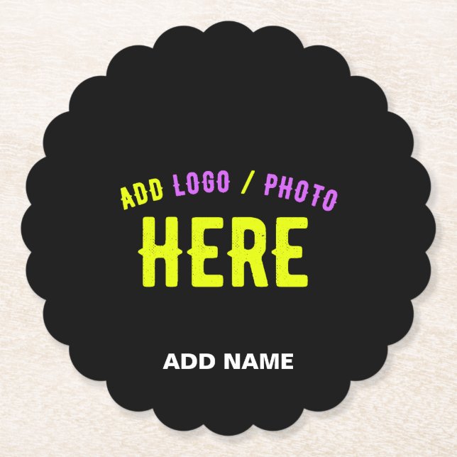 POSAVASOS DE PAPEL PERSONALIZABLE MODERNO ESTILO NEGRO VERIFICADO MAR (Anverso)