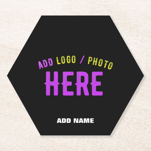 POSAVASOS DE PAPEL PERSONALIZABLE MODERNO ESTILO NEGRO VERIFICADO MAR (Anverso)
