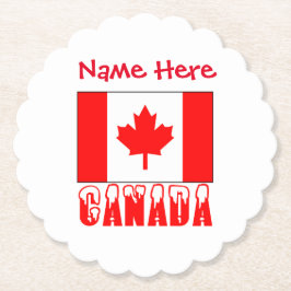 Posavasos De Papel Personalización roja de la bandera canadiense