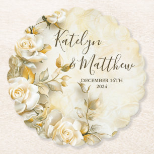 Posavasos De Papel Personalizado boda de rosas Delicados