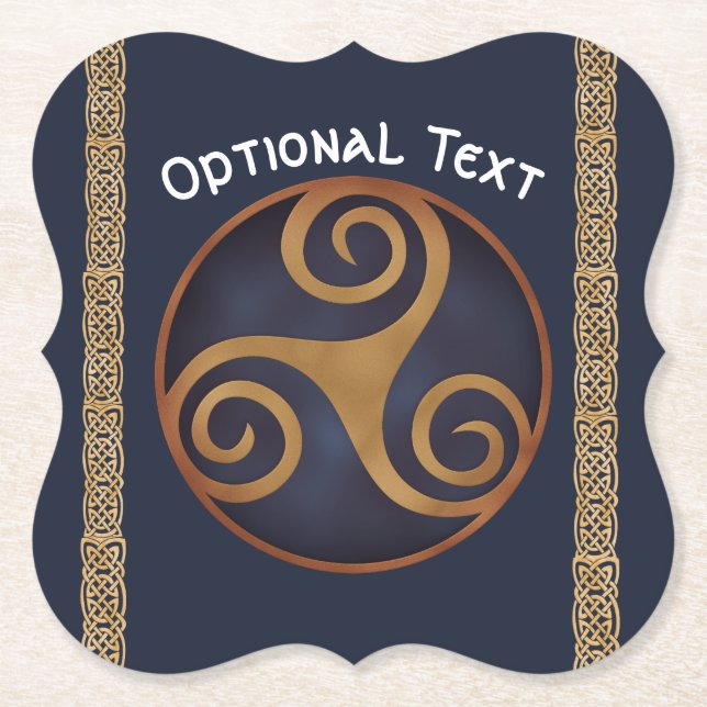 Posavasos De Papel Personalizado Celtic Triskelion (Azul) (Anverso)