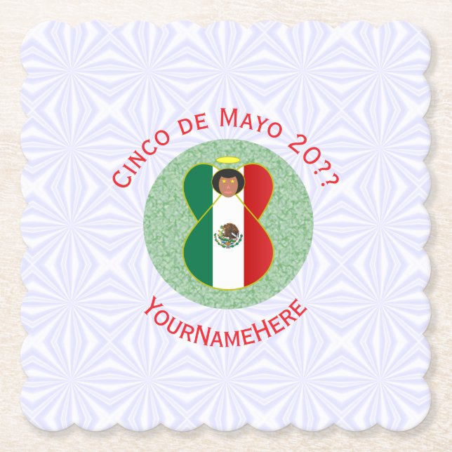 Posavasos De Papel Personalizado Cinco de Mayo Angel (Anverso)
