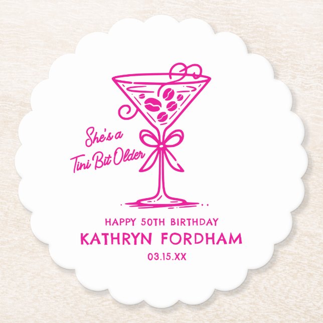 Posavasos De Papel Personalizado Coaster 50 cumpleaños Espresso Marti (Anverso)