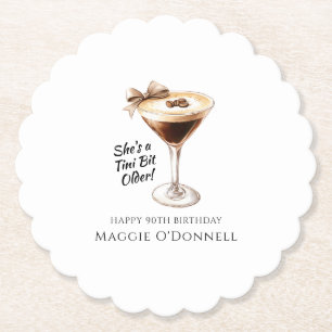 Posavasos De Papel Personalizado Coaster 90th Birthday Espresso Marti