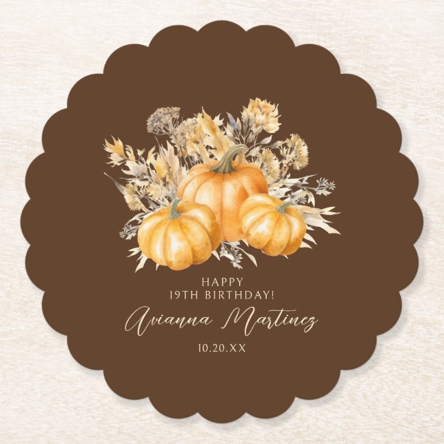 Posavasos De Papel personalizado de la Caída de la Calabaza Rustica d (Anverso)