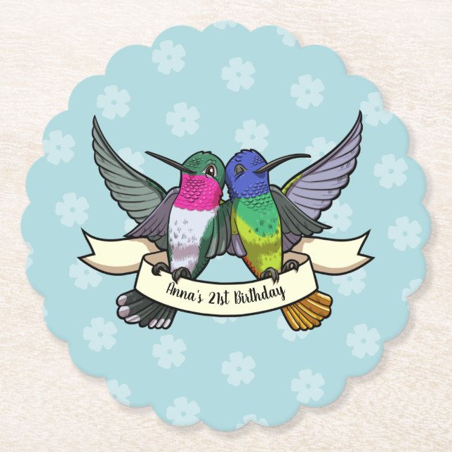 Posavasos De Papel Personalizado de los pájaros Hummingbirds colorido (Anverso)