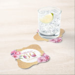 Posavasos De Papel Personalizado de lujo 60th Birthday Peonies Gold P<br><div class="desc">Pascua Purpurina de oro rosa floral 60 de lujo. Fácil de personalizar. Los productos correspondientes se pueden encontrar en Luxury Adult Peonies Birthday Collection.</div>