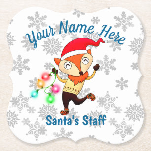 Posavasos De Papel Personalizado de Navidades de Fox bailando con un 