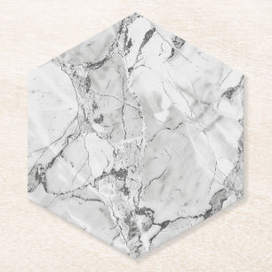 Posavasos De Papel Personalizado de textura de mármol Gris "Slate Whi