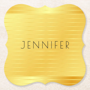 Posavasos De Papel Personalizado Faux Gold Elegant plantilla moderna