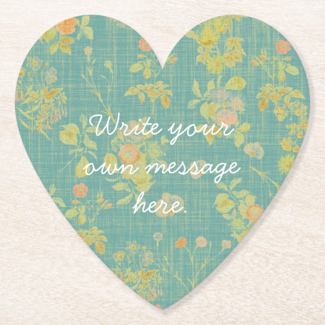 Posavasos De Papel Personalizado floral Verde azulado de primavera al (Anverso)