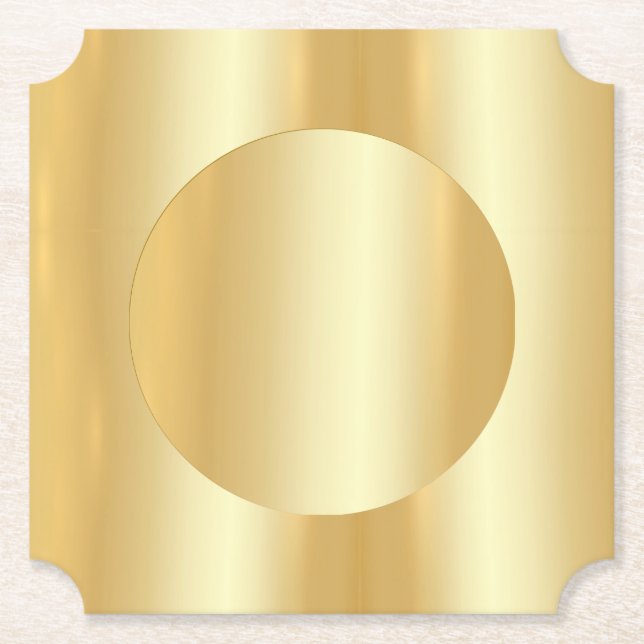 Posavasos De Papel Personalizado Gold Look Blank Elegante Plantilla M (Anverso)