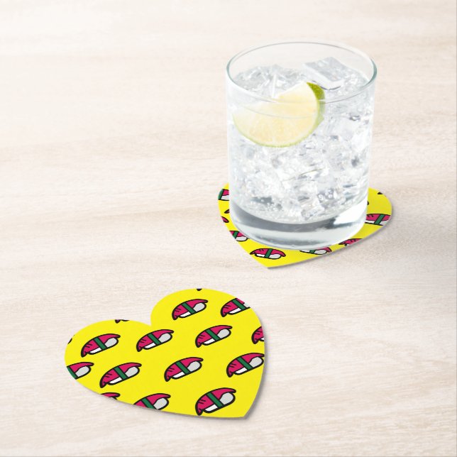 Posavasos De Papel Personalizado Kawaii Sushi, Arroz de Pescado y Alg (In situ)