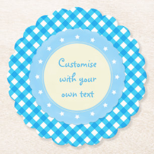 Posavasos De Papel Personalizado ligero azul de Gingham