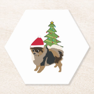 Posavasos De Papel Personalizado lindo Sable Pomeranian en un Sombrer