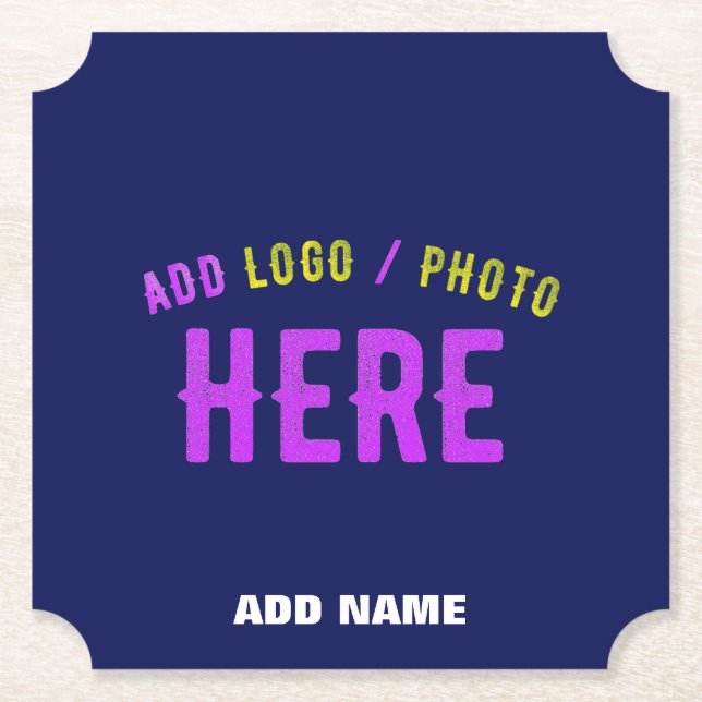 POSAVASOS DE PAPEL PERSONALIZADO MODERNO ELEGANTE NAVY AZUL VERIFICAD (Anverso)