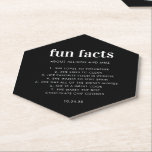 Posavasos De Papel Personalizado negro Fun Facts Funny Boda<br><div class="desc">Personalizado negro Hechos Divertidos Hechos Funny Bodas Decoraciones de celebración de compromiso</div>